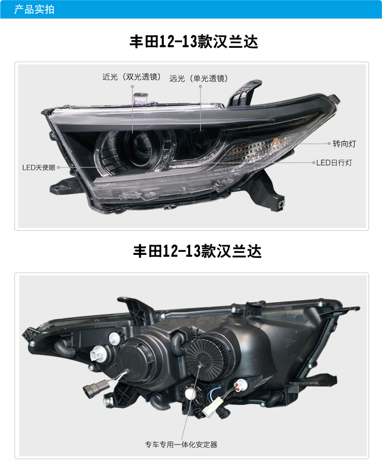 丰田汉兰达Q5透镜氙气大灯总成03