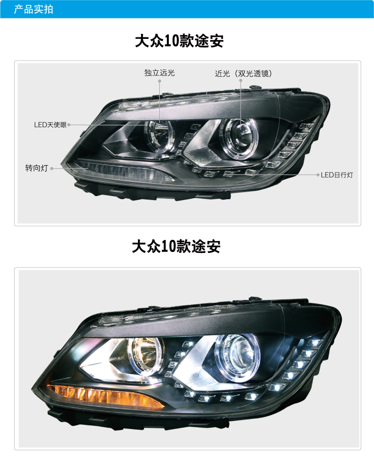 大众途安Q5透镜LED日行灯氙气大灯总成03