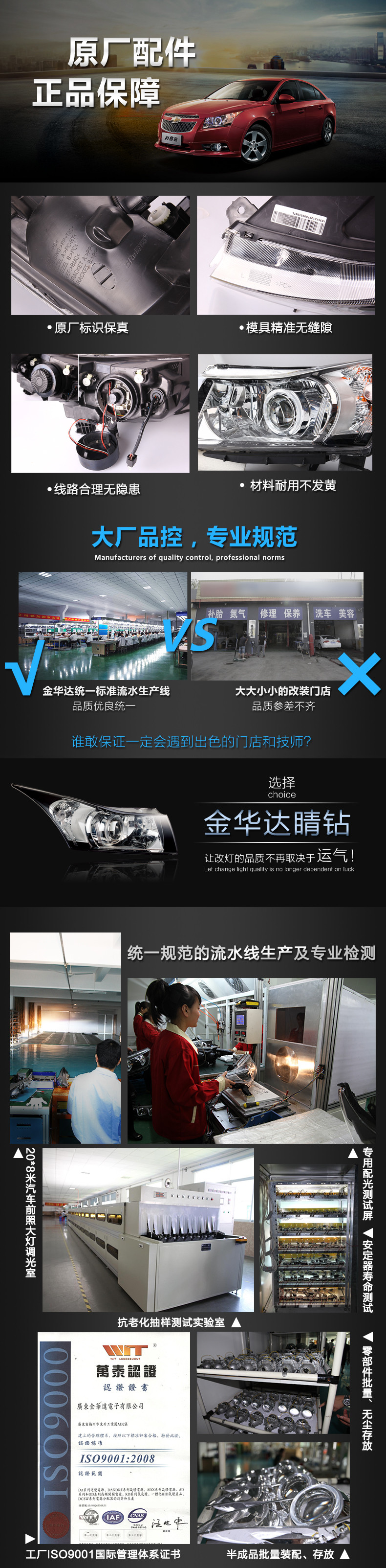 雪佛兰科鲁兹金Q5双光透镜氙气大灯总成02