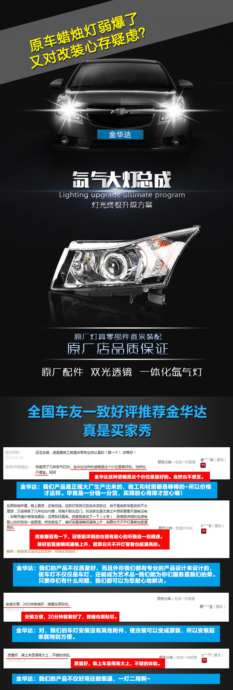 雪佛兰科鲁兹金Q5双光透镜氙气大灯总成01
