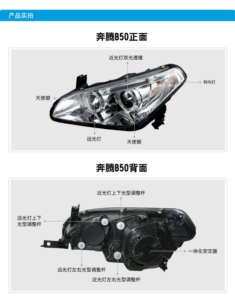 奔腾B50 LED天使眼Q5透镜氙气大灯总成03